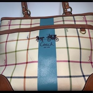 Vintage Coach Heritage Tote Shoulder Bag